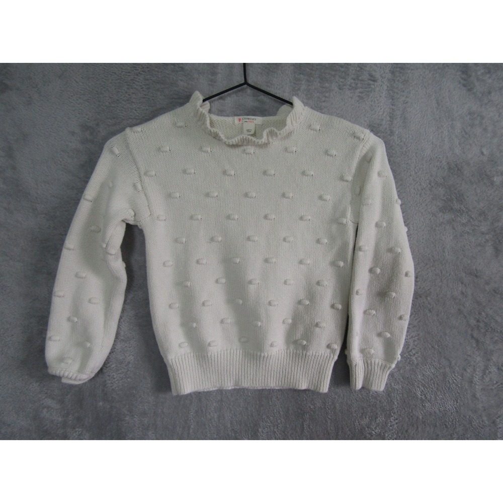 Crewcuts by J Crew White Textured Dot Mock Neck Sweater Girls Size S 6-7 Cotton